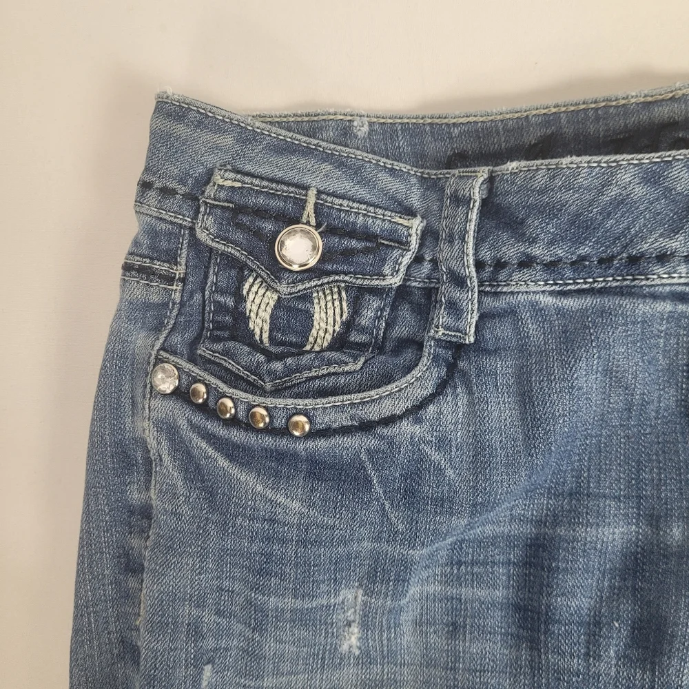 La Idol Jeans Angel Wing Embroidered Rhinestone Bling Size 3